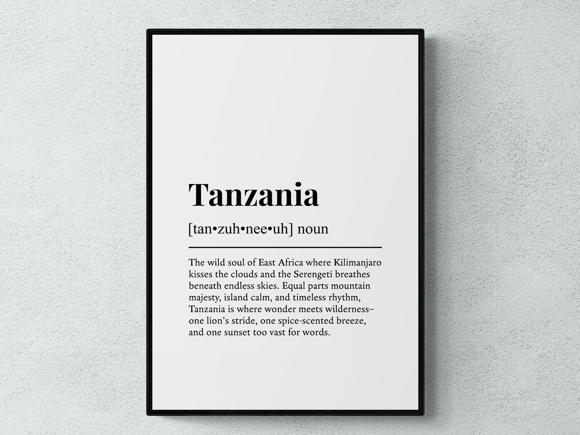 Tanzania East Africa Kilimanjaro Serengeti Dictionary Art Print