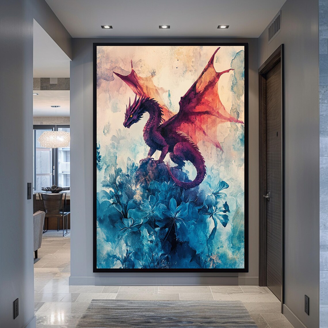 Dragon Wall Art Dragon Print Print Wall Art Decor Home Decor Fantasy Dragon Art Large Decor Framed Artwork - Image 4