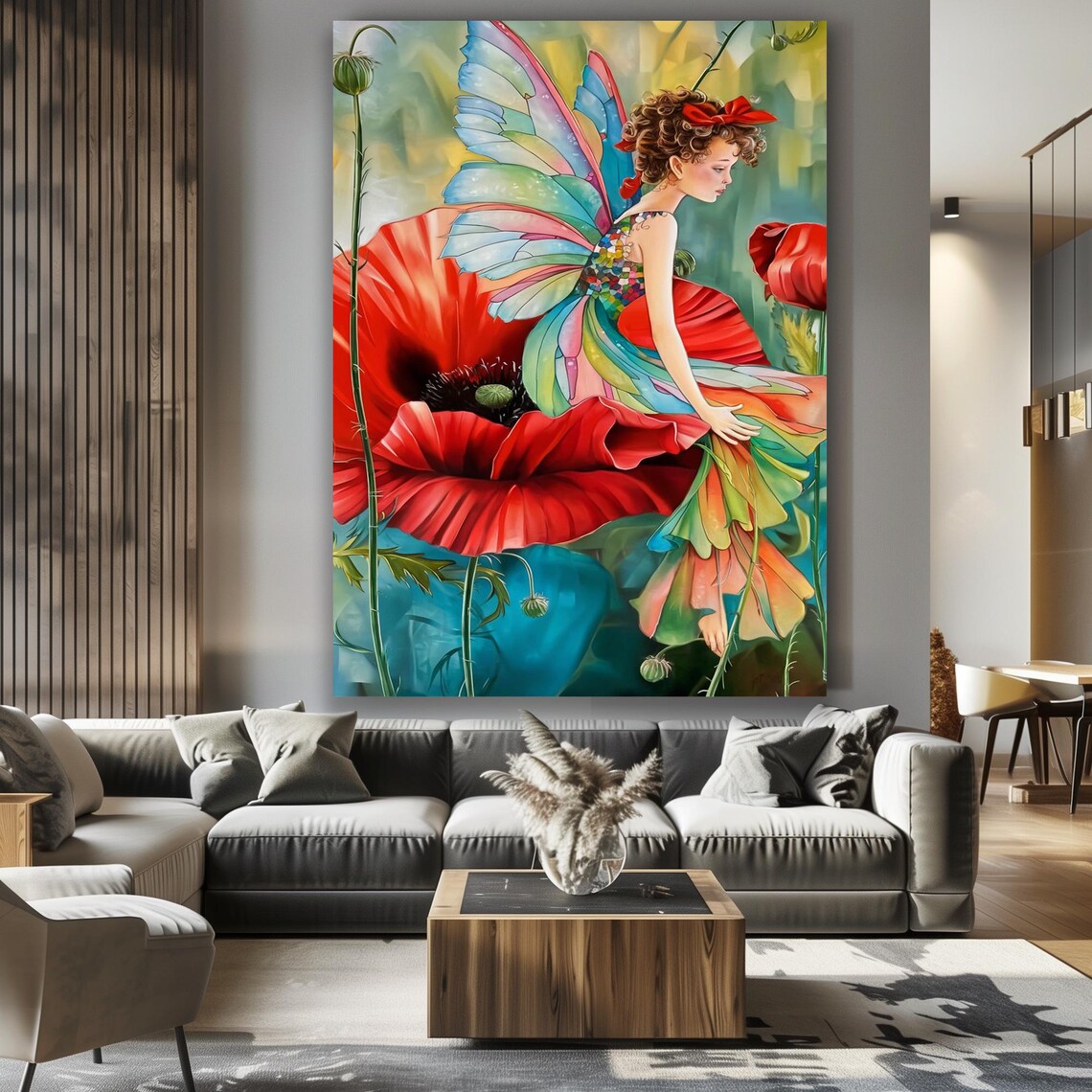 Fairy Girl Sitting On Red Poppy Flower Whimsical Fantasy Poster - Image 5