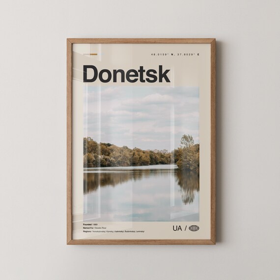Donetsk Print Wall Art Poster Photo Dcor Map Ukraine