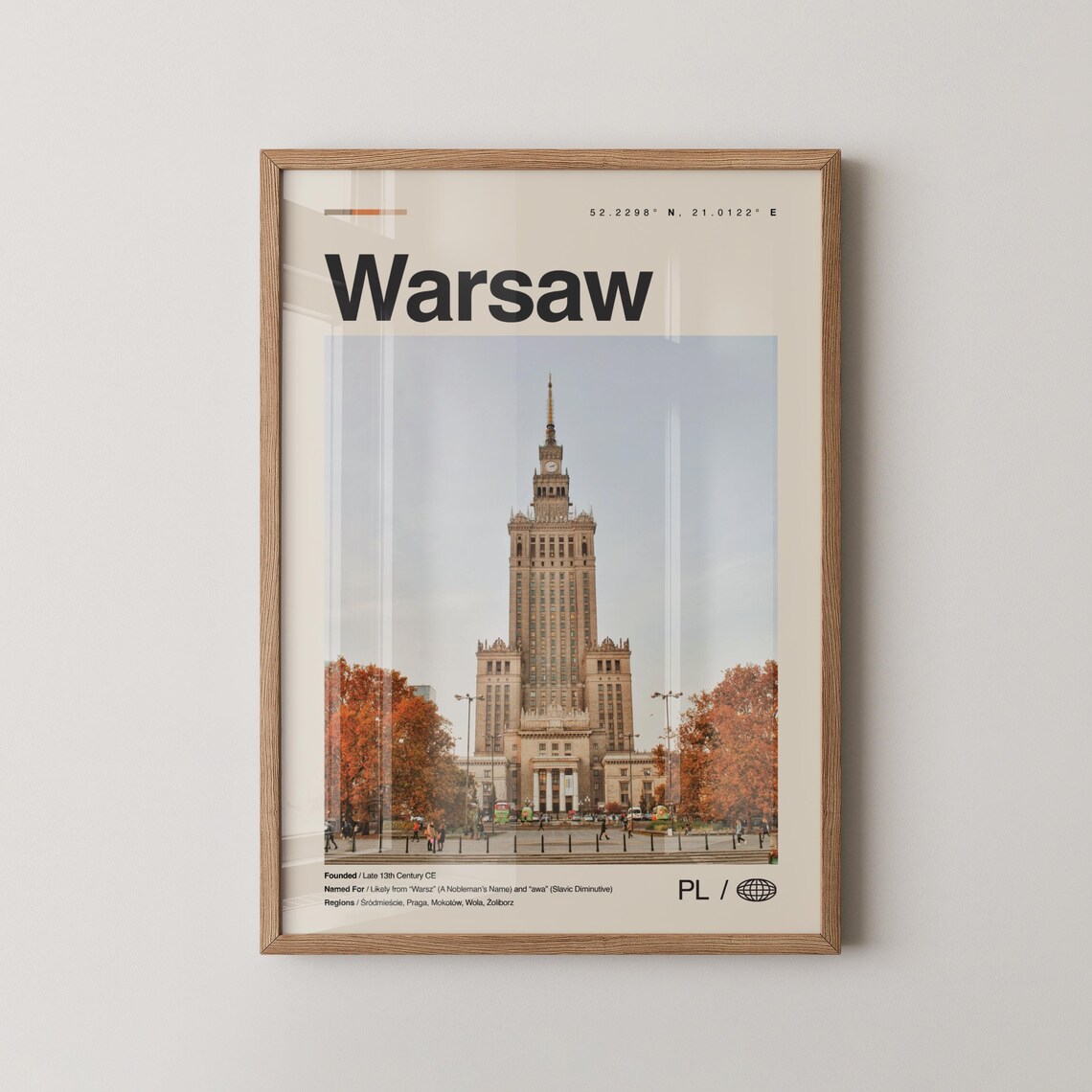 Warsaw Travel Poster, Poland Wall Art Print