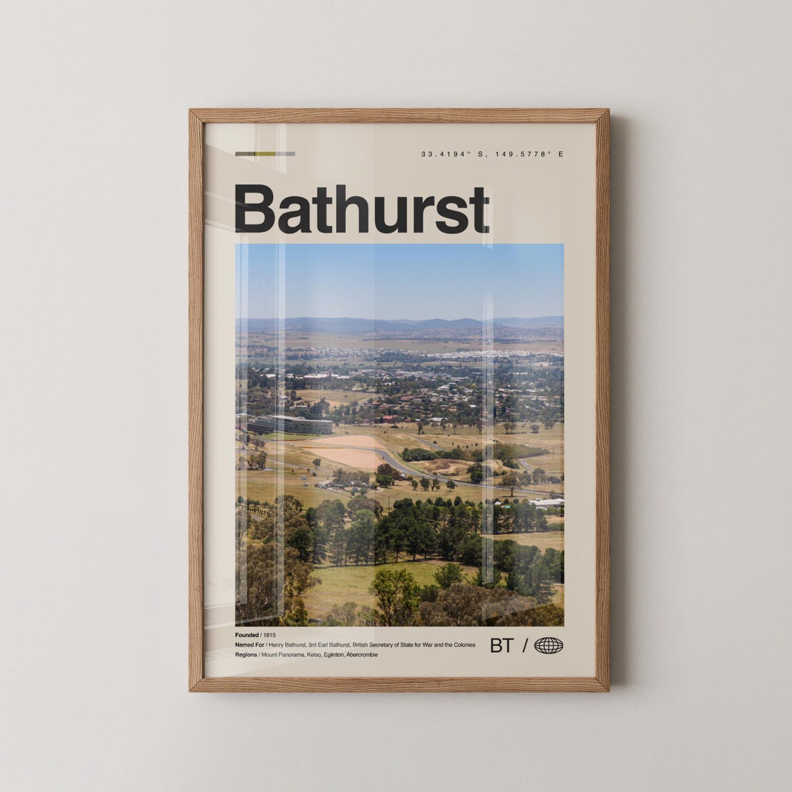 Bathurst Country Town Aerial Poster of the NSW Tablelands Region