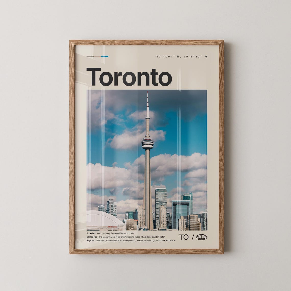 Toronto Ontario Canada CN Tower Skyline Blue Sky Photo Travel Poster