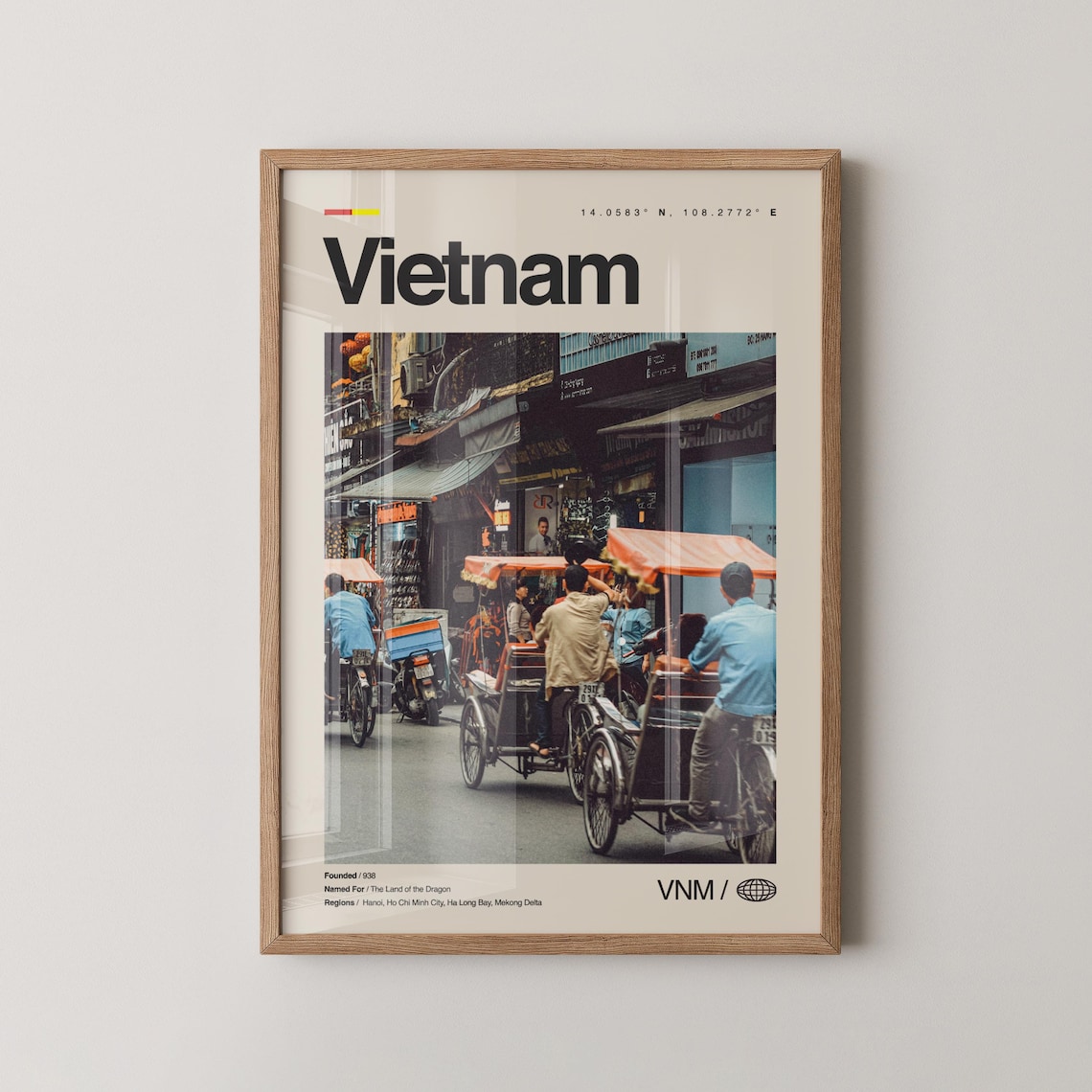 Vietnam Cyclo Street Scene Bustling Old Quarter Framed Travel Poster