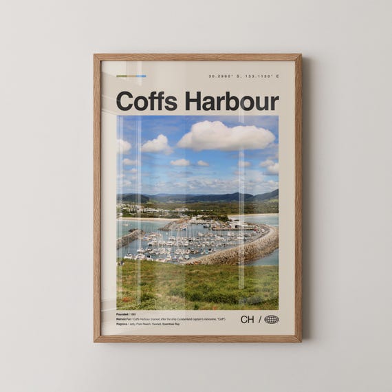 Coffs Harbour Print Art Poster Photo Dcor Map