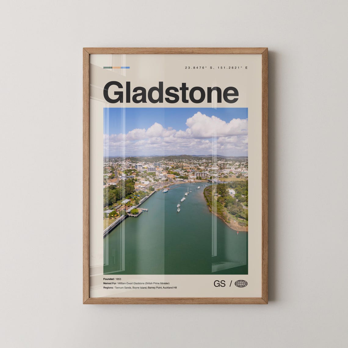 Gladstone Print Wall Art Poster Photo Dcor Map Australia