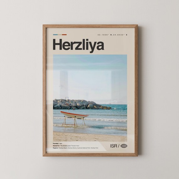 Herzliya Israel Beach Kayak Mediterranean Coast Photo Poster
