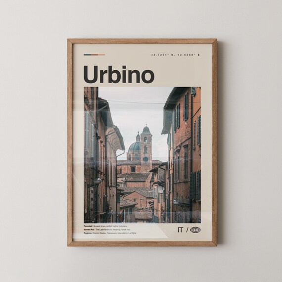 Urbino Print Wall Art Poster Photo Dcor Map Italy