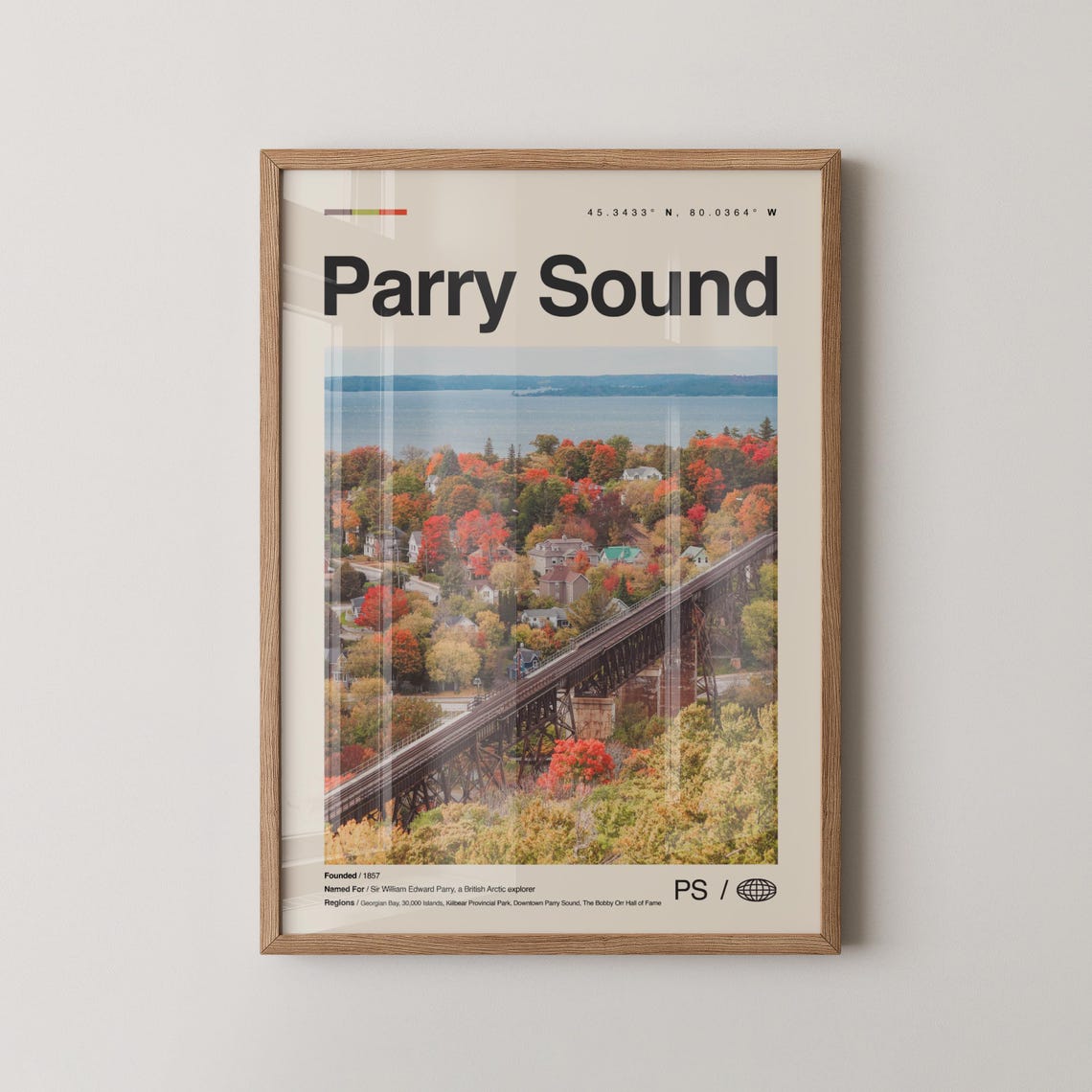 Parry Sound Autumn Trestle Bridge Overlook Photography Poster