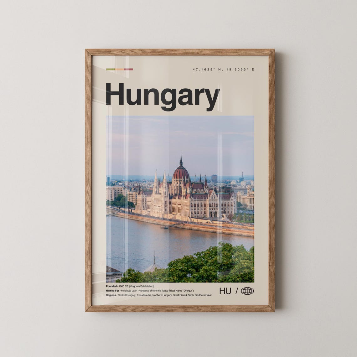 Hungary Budapest Parliament Building Riverside Travel Photo Poster