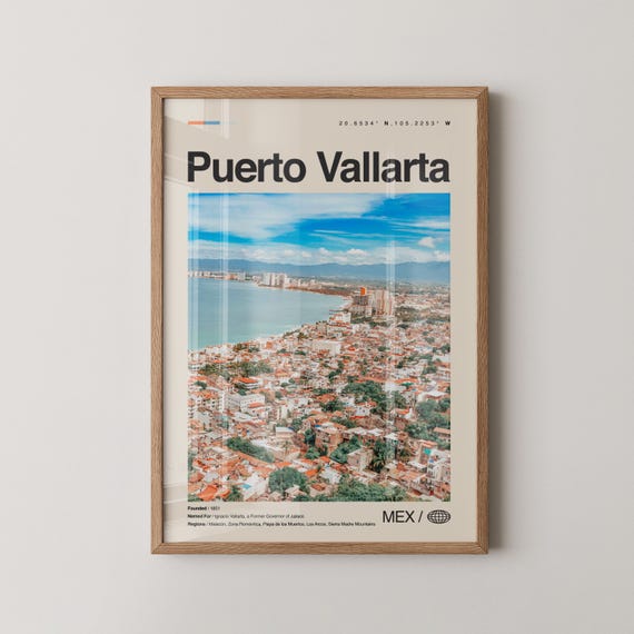 Puerto Vallarta Print Mexico Wall Art Poster Photo Malecn Boardwalk Los Arcos