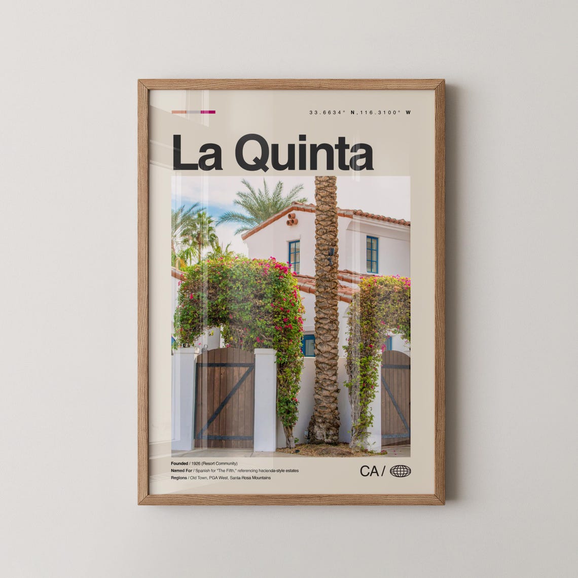 La Quinta California Palm Trees Hacienda Resort Travel Poster