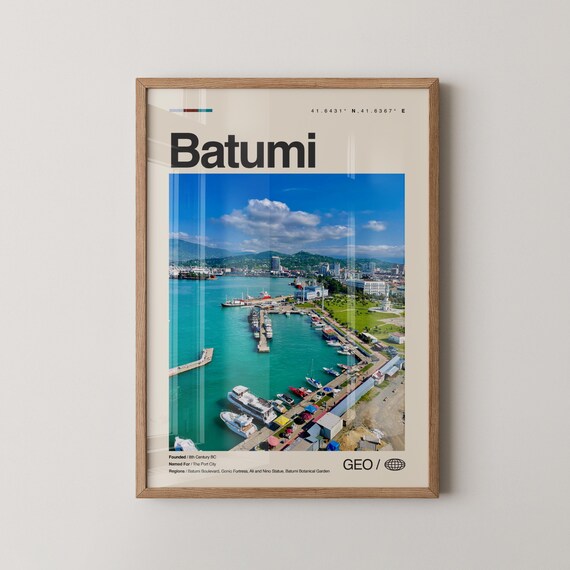 Batumi Georgia Black Sea Harbor Marina Aerial Photo Travel Poster