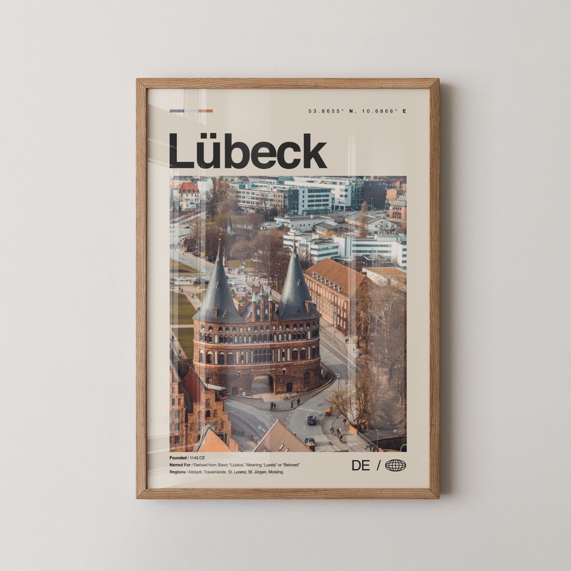 Lubeck Print Lbeck Wall Art Poster Photo Dcor Map Germany