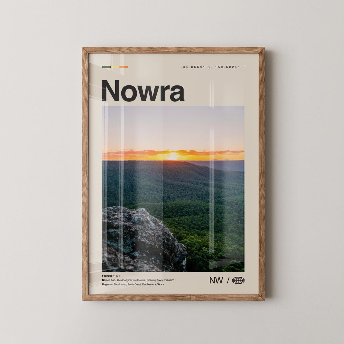 Nowra Australia Sunset Forest Landscape Modern Travel Poster