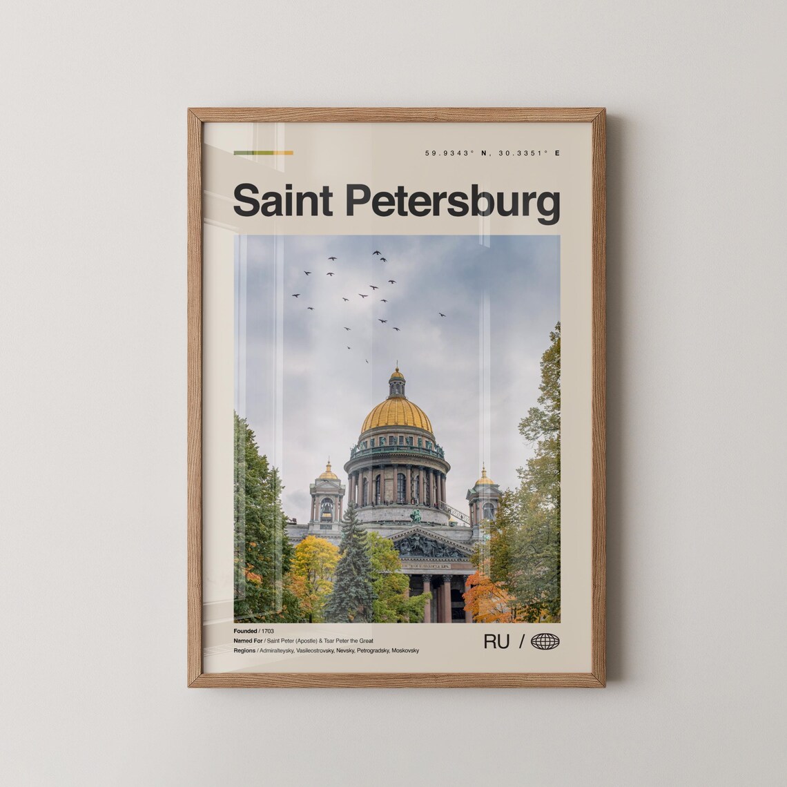 Saint Petersburg Russia Golden Dome Cathedral Photo Travel Poster