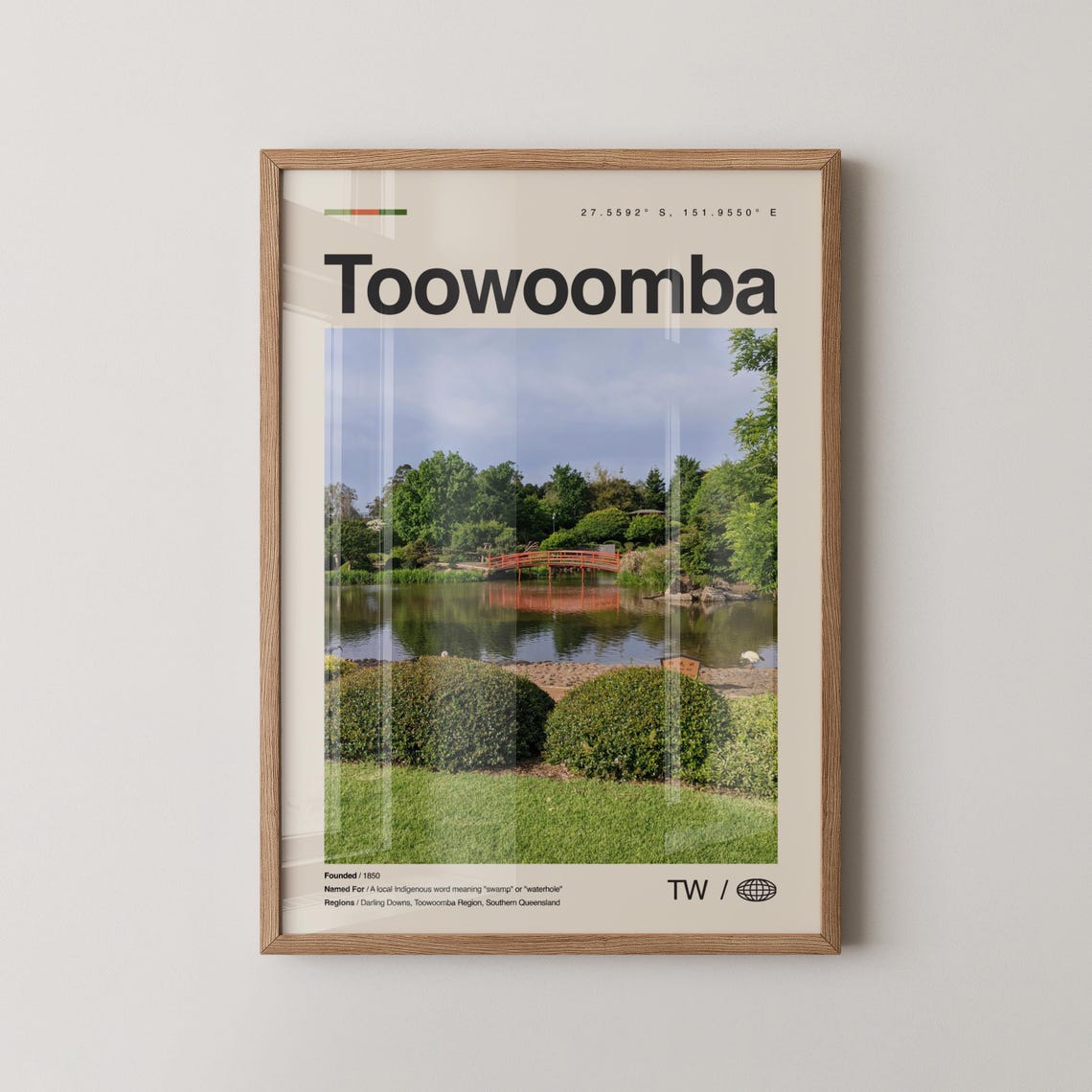 Toowoomba Print Wall Art Poster Photo Dcor Map Australia