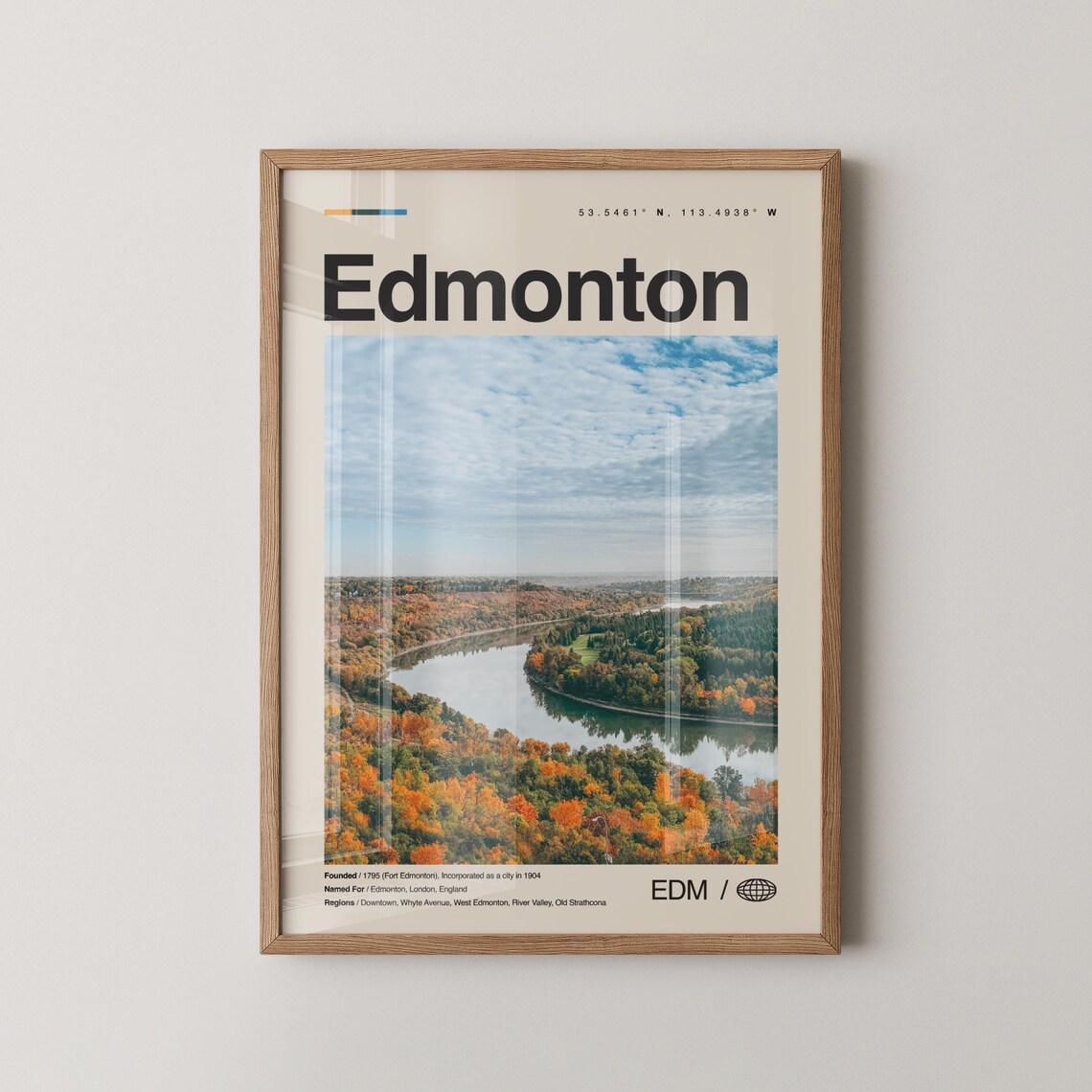 Edmonton Alberta River Valley Autumn Aerial Photography Travel Poster