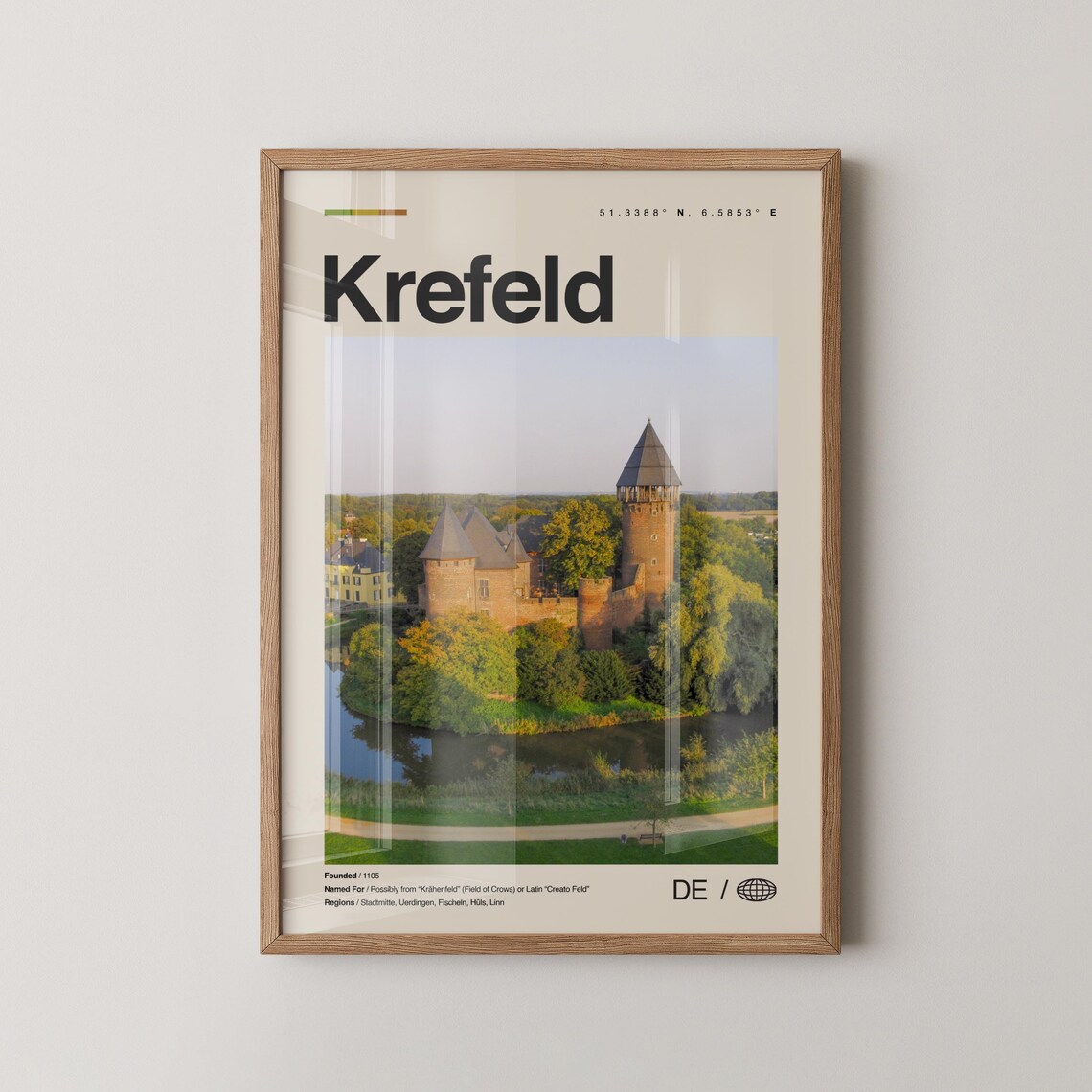Krefeld Print Wall Art Poster Photo Dcor Map Germany