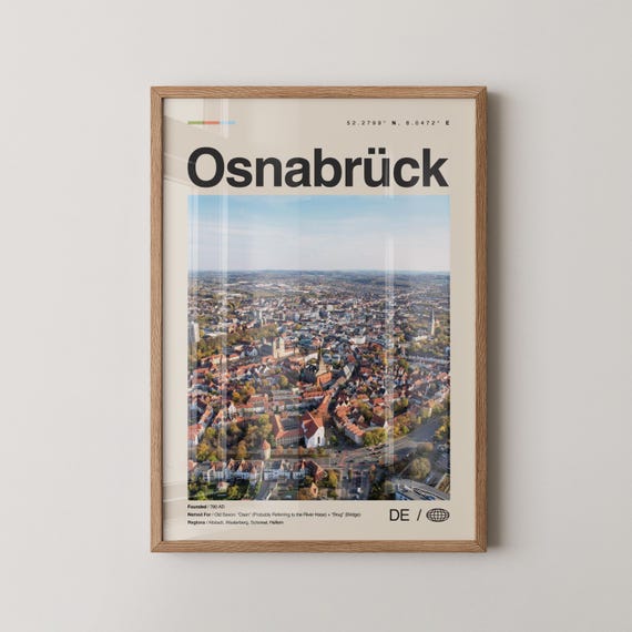 Osnabruck Print Osnabrck Wall Art Poster Photo Dcor Map Germany
