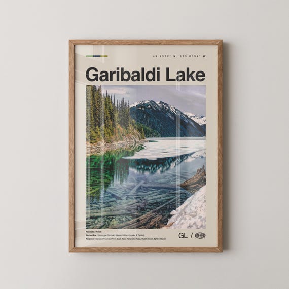 Garibaldi Lake Print Art Poster Photo Dcor Map