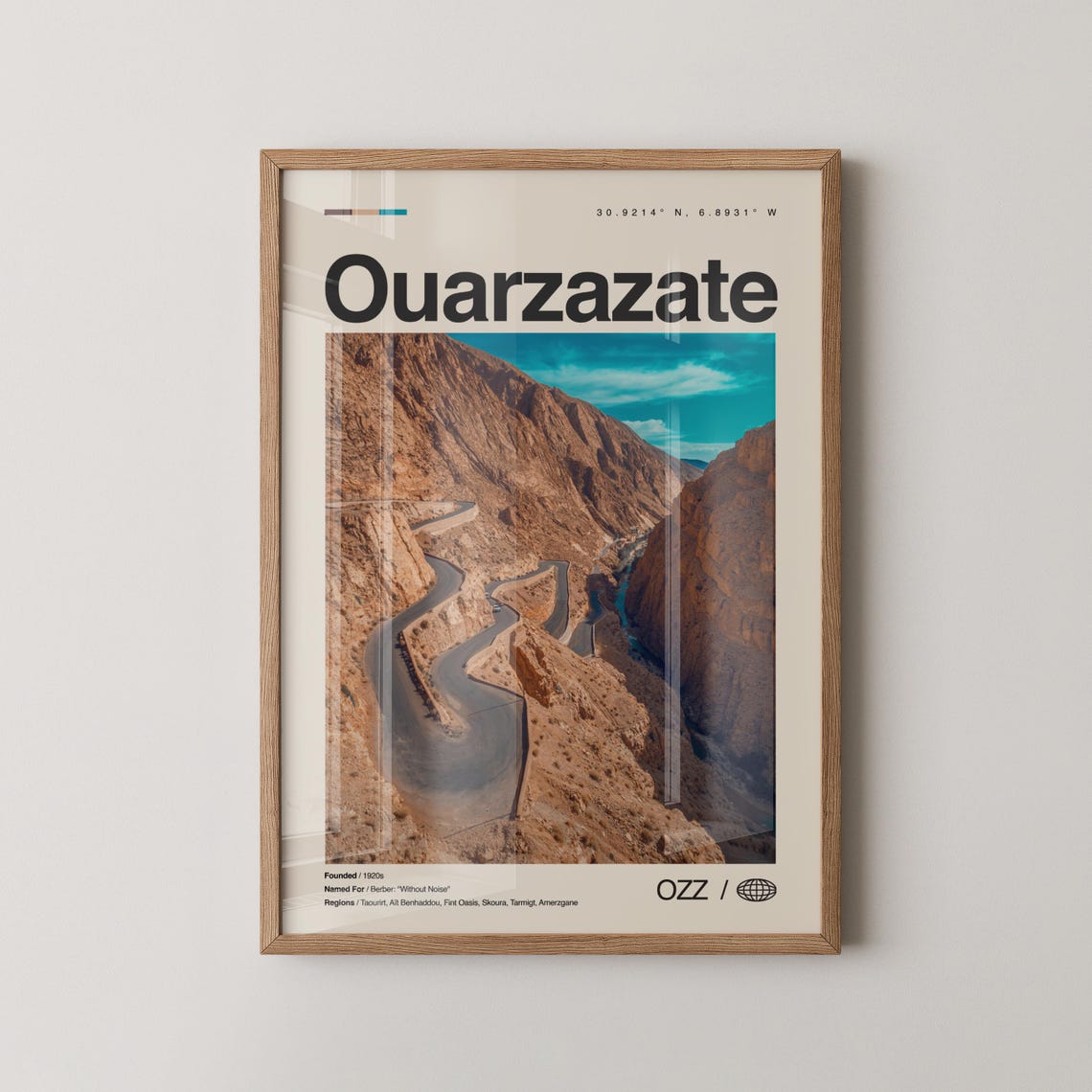 Ouarzazate Print Wall Art Poster Photo Dcor Map Morocco