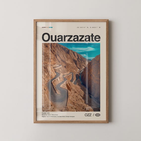 Ouarzazate Print Wall Art Poster Photo Dcor Map Morocco