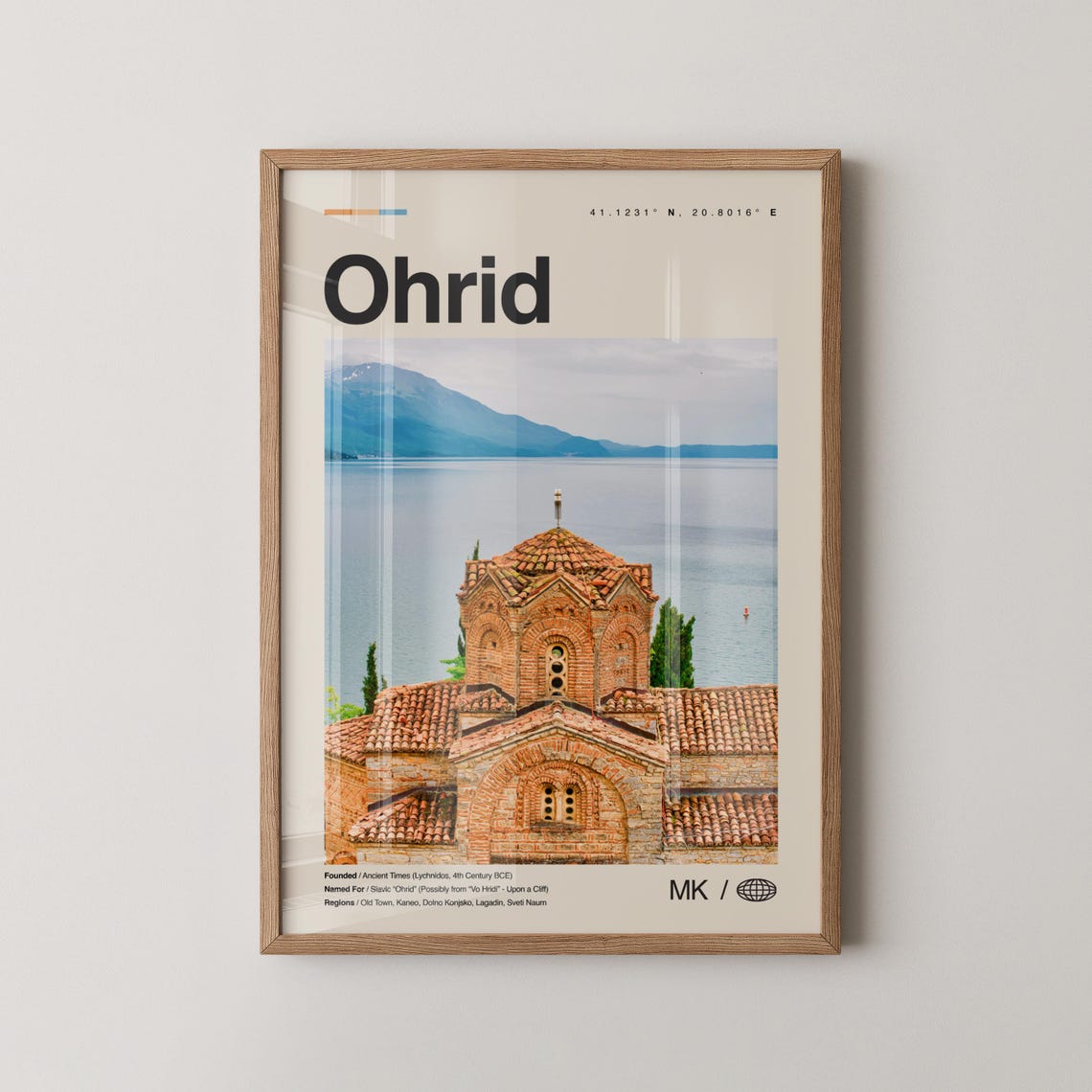 Ohrid North Macedonia Lake Ohrid Church Vintage Style Travel Poster