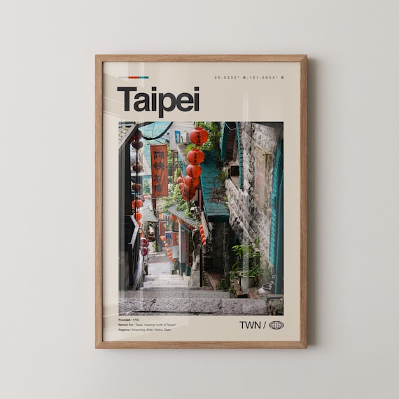 Taipei Print Taiwan Wall Art Poster Photo 101 Chiang Kaishek Memorial Hall Shilin Night Market Elephant