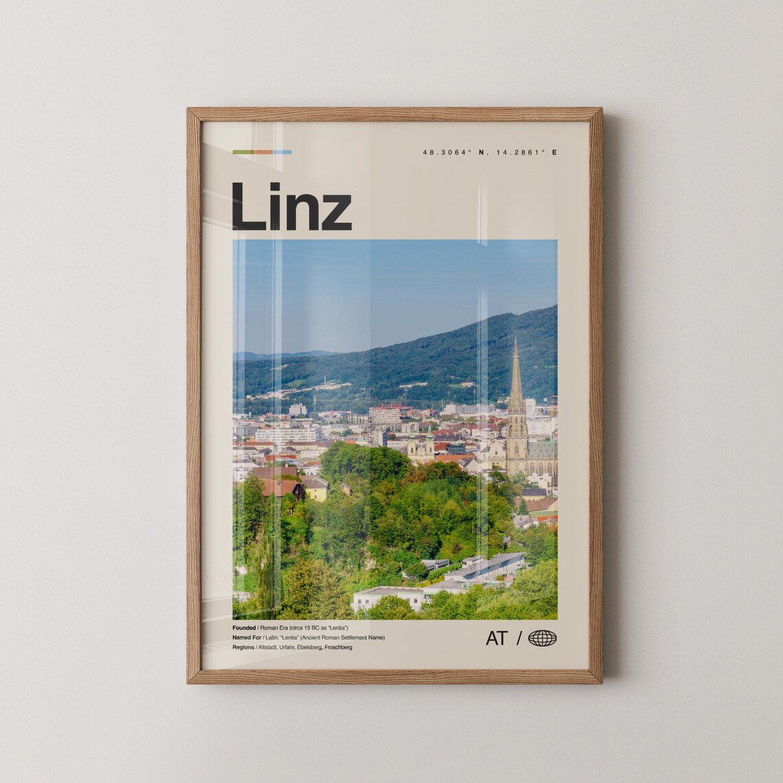 Linz Austria Map Travel Poster, Austria Wall Decor