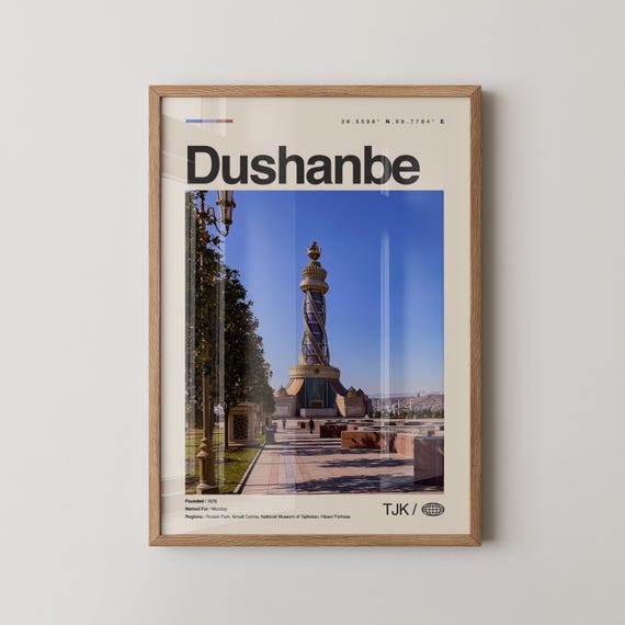 Dushanbe Print Tajikistan Wall Art Poster Photo Rudaki Park National Museum Navruz Palace Victory