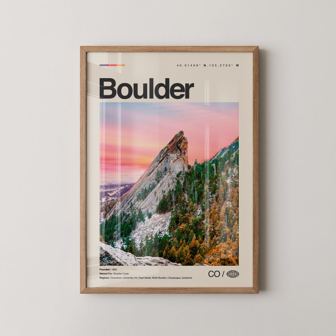 Boulder Colorado Flatiron Peak Autumn Sunset Rock Photo Poster