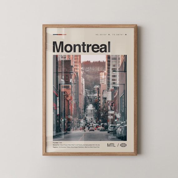 Montreal Quebec Winter Street Mount Royal Coordinates Travel Poster