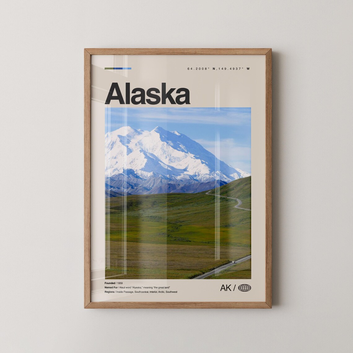 Alaska Print Wall Art Poster Photo Dcor Map Usa