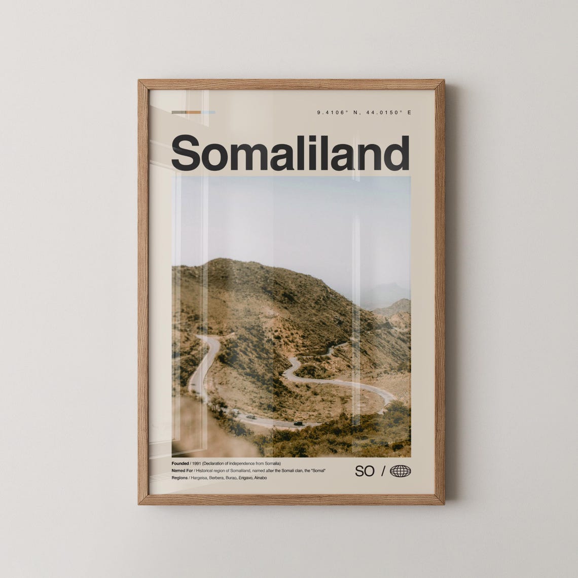 Somaliland Mountain Road Curves Scene Minimalist Country Wall Art
