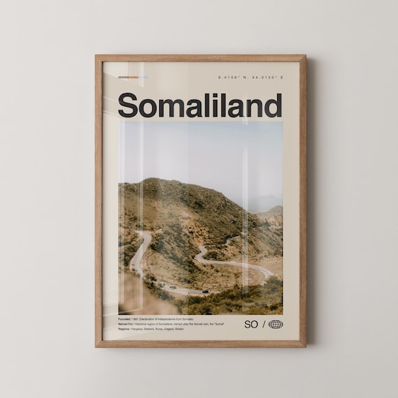 Somaliland Mountain Road Curves Scene Minimalist Country Wall Art