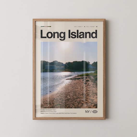 Long Island New York Beach Travel Photo Poster for Coastal Decor