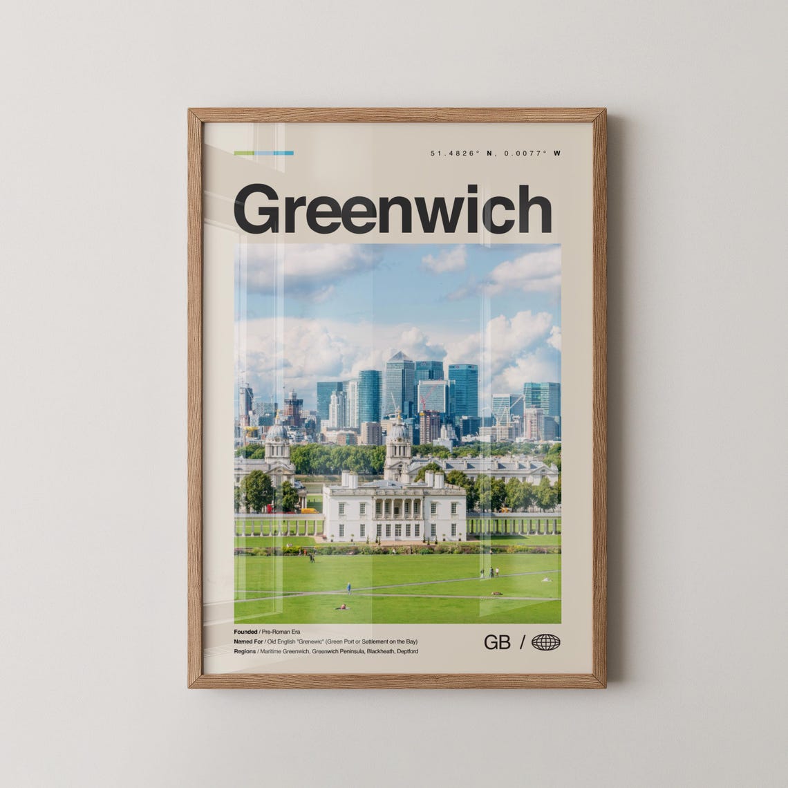 Greenwich Print London Wall Art Poster Photo Dcor Map England