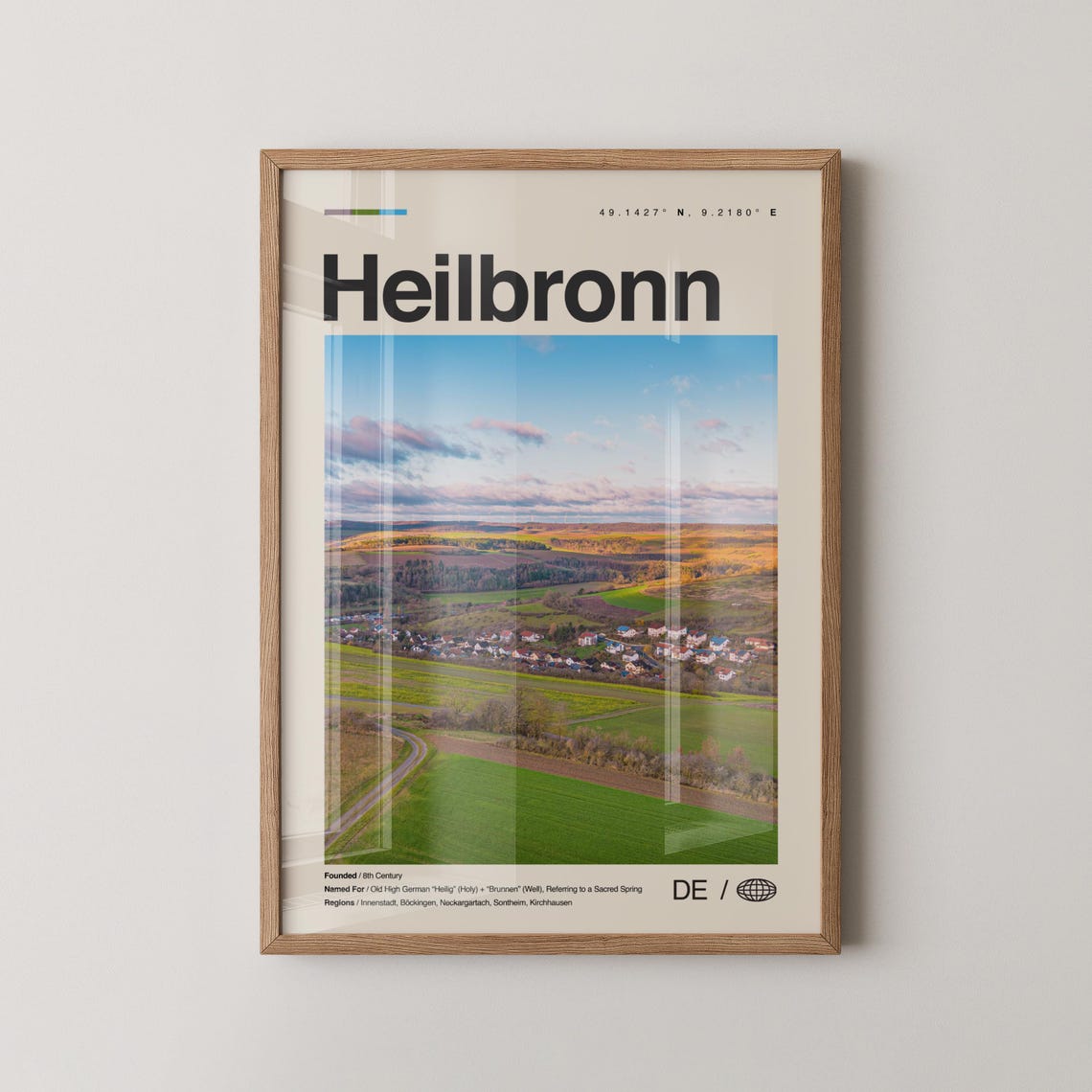 Heilbronn Print Wall Art Poster Photo Dcor Map Germany