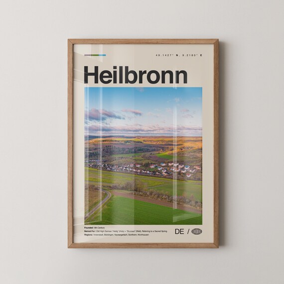 Heilbronn Print Wall Art Poster Photo Dcor Map Germany