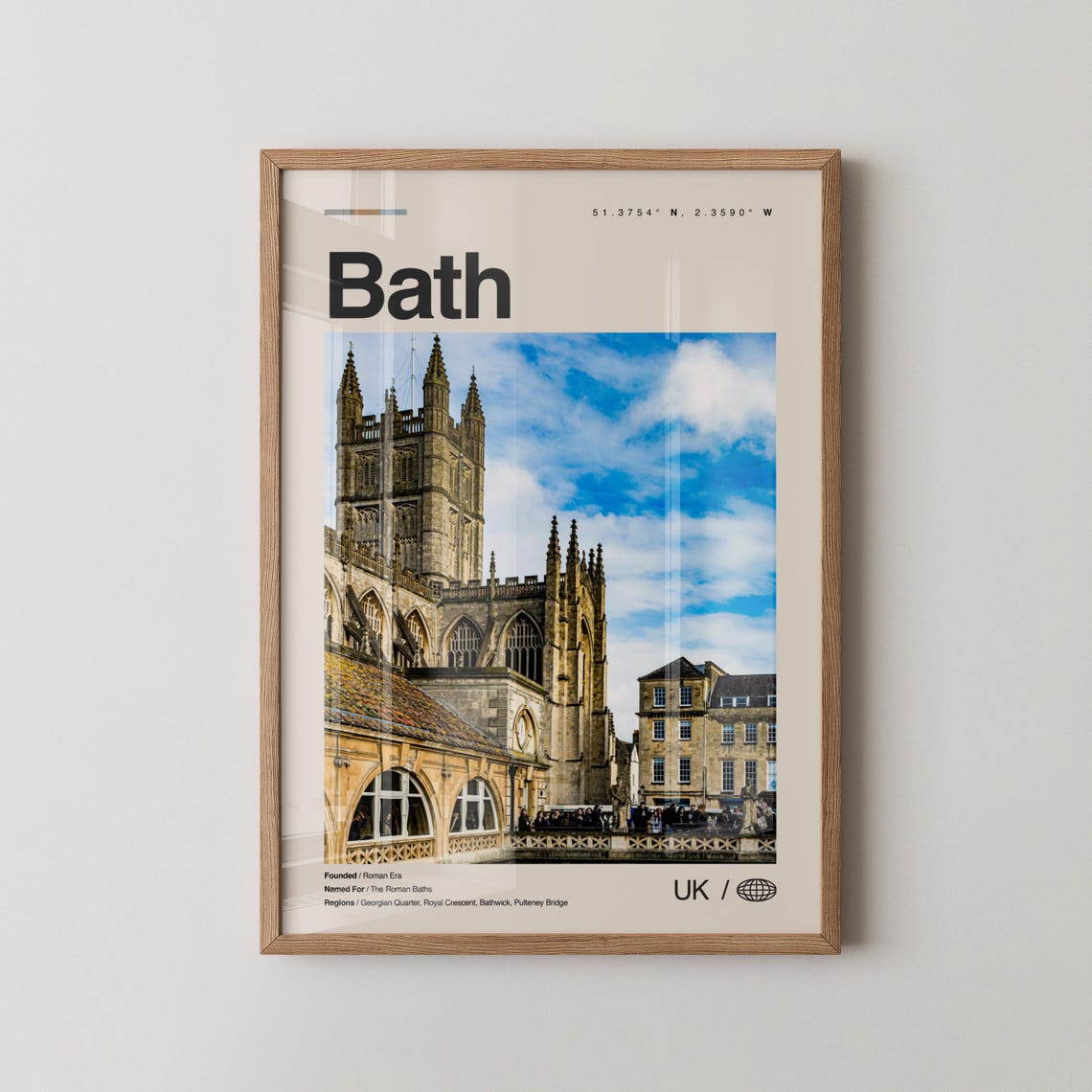 Bath UK Roman Baths Georgian Architecture City Travel Poster