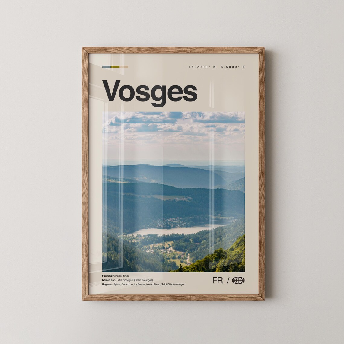 Vosges France Forested Mountains Photo Travel Poster Nature Info Style
