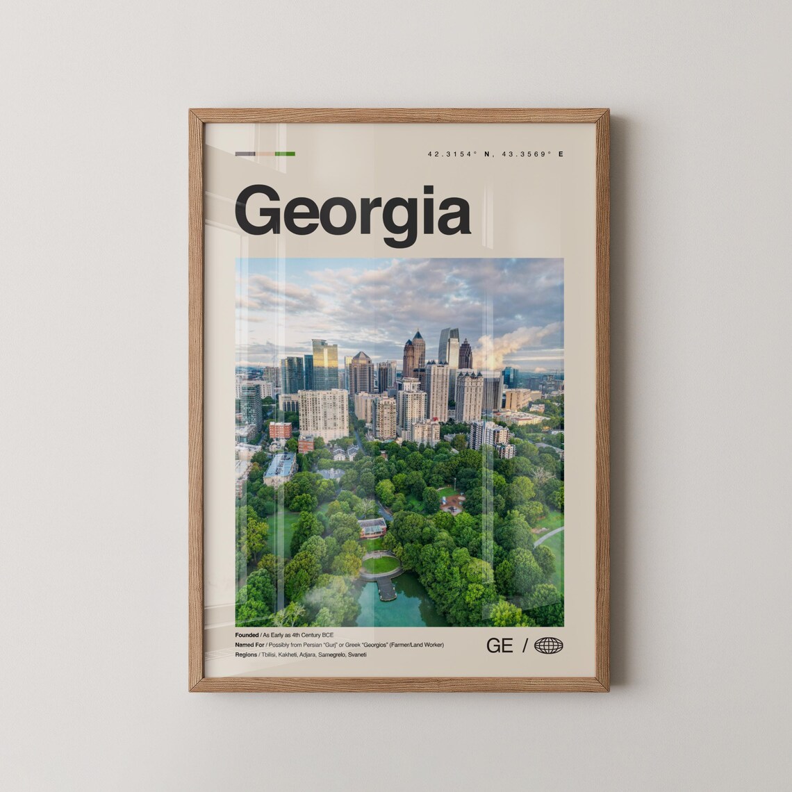 Georgia Country Capital City Skyline Travel Poster With Photo