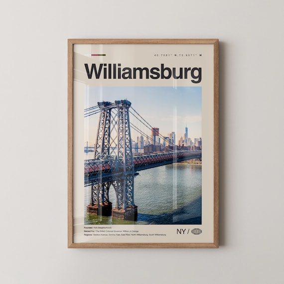 Williamsburg Brooklyn Bridge Skyline NYC Photo Travel Poster