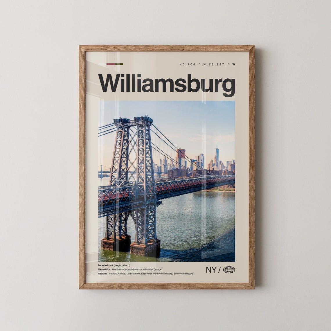 Williamsburg Brooklyn Bridge Skyline NYC Photo Travel Poster