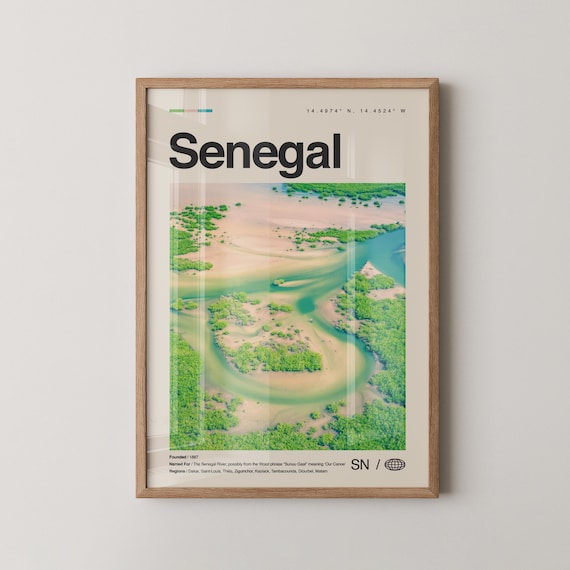 Senegal Africa River Delta Aerial Photo Modern Travel Wall Poster