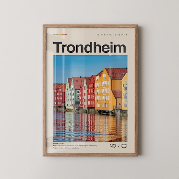 Trondheim Print Wall Art Poster Photo Dcor Map Norway