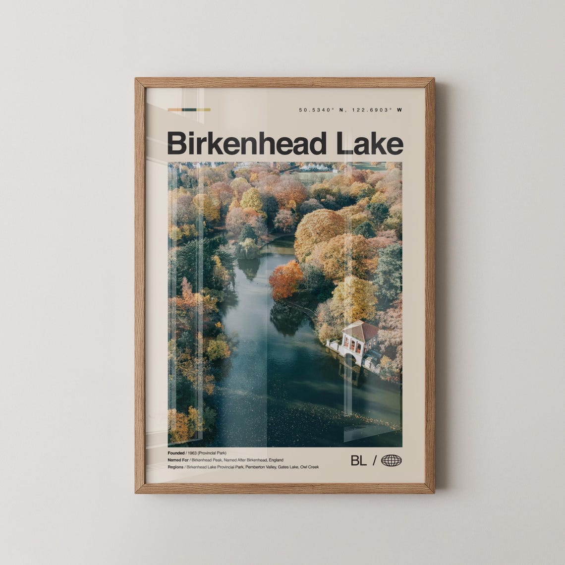 Birkenhead Lake Print Wall Art Poster Photo Dcor Map