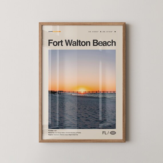 Fort Walton Beach Florida Sunset Pier Minimalist Travel Poster