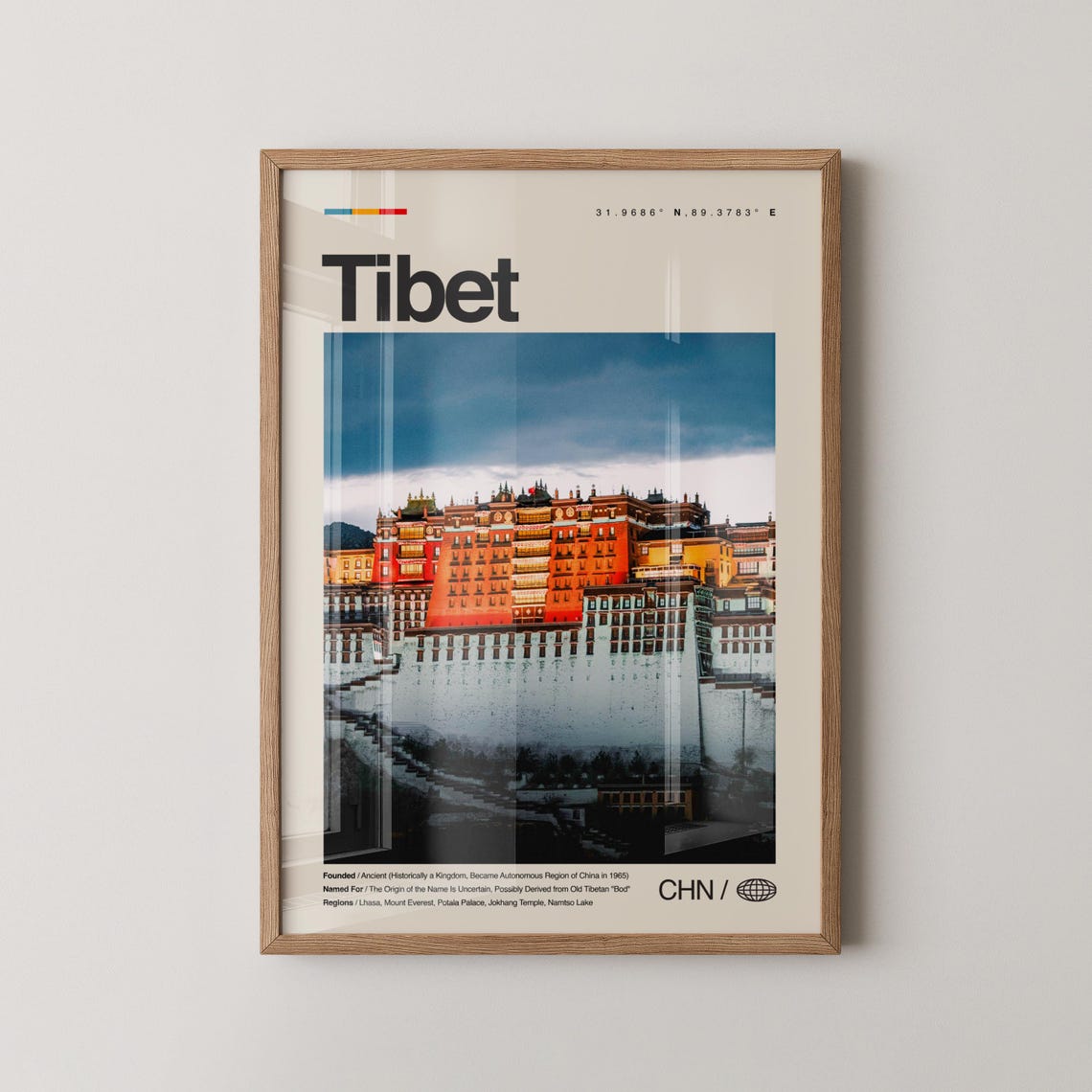 Tibet Potala Palace Sunset Photography Travel Landmark Print